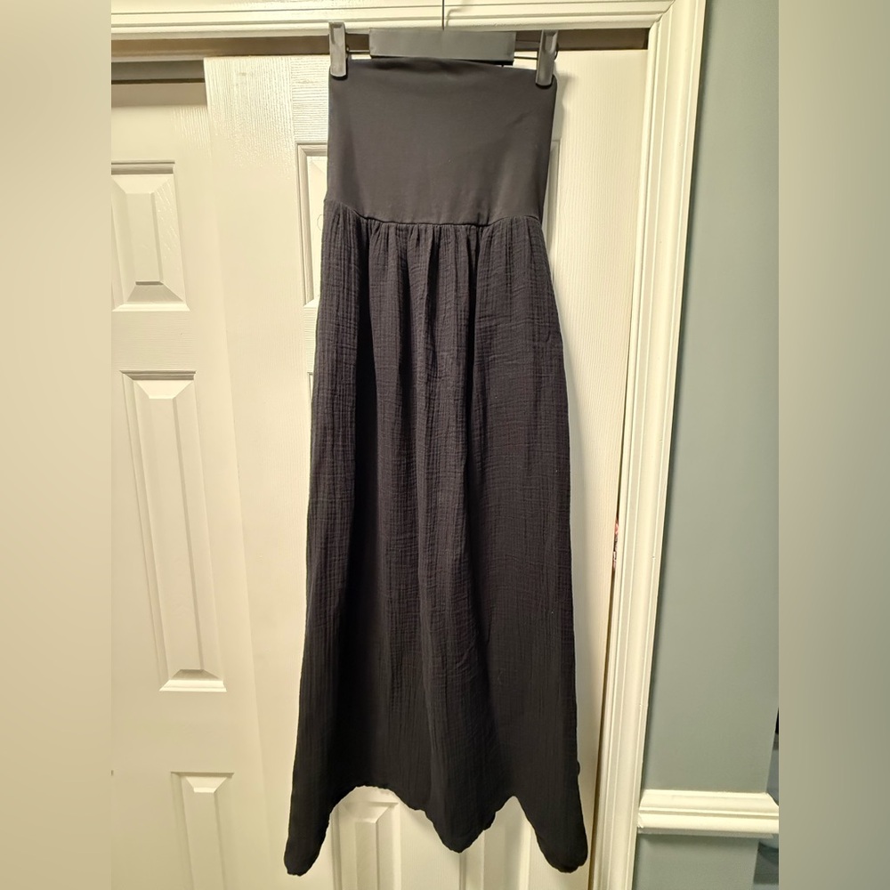 LOFT Strapless Black Gauze Dress (with pockets!)
